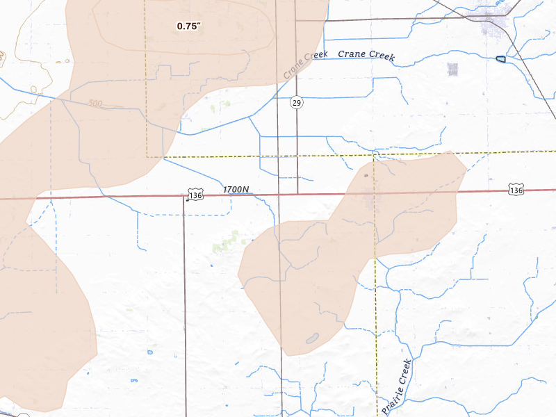 Radar-estimated hail-size map of the storm over San Jose, IL on Jun 11, 2026