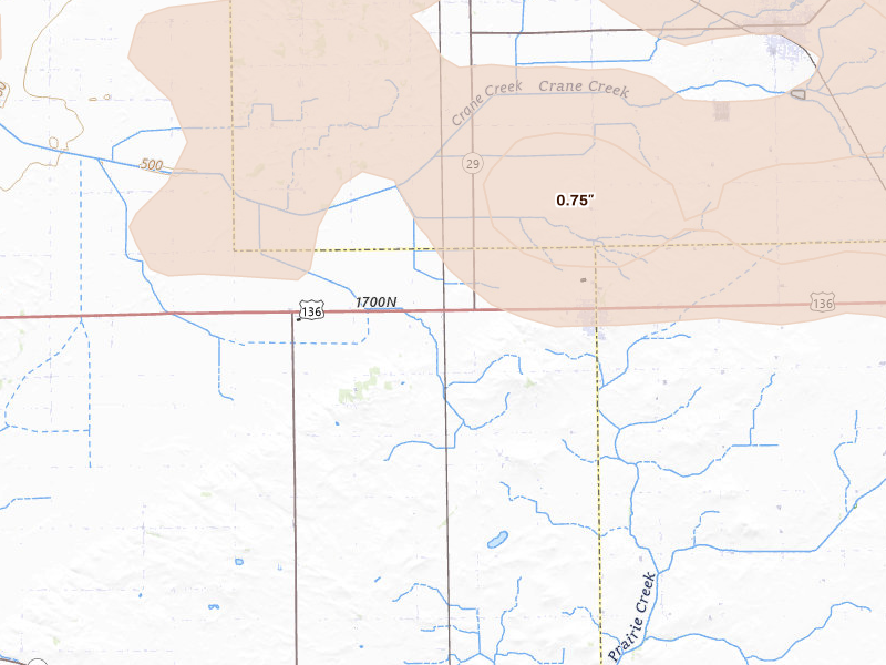 Radar-estimated hail-size map of the storm over San Jose, IL on Jun 17, 2026