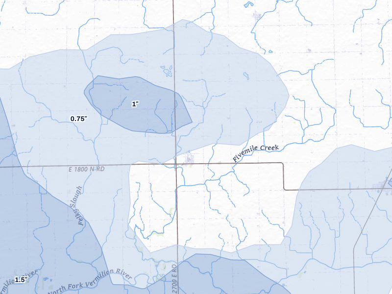 NEXRAD radar-signature map of the hail over Saunemin, IL