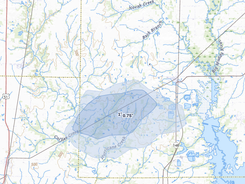 NEXRAD radar-signature map of the hail storm over Scheller, IL on May 31, 2026