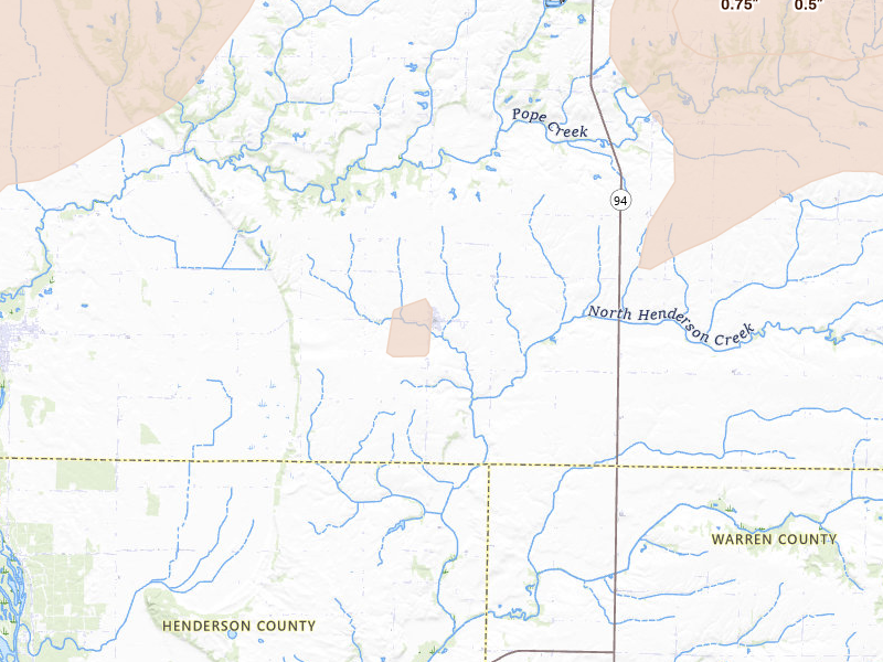 Radar-estimated hail-size map of the storm over Seaton, IL on Aug 12, 2026