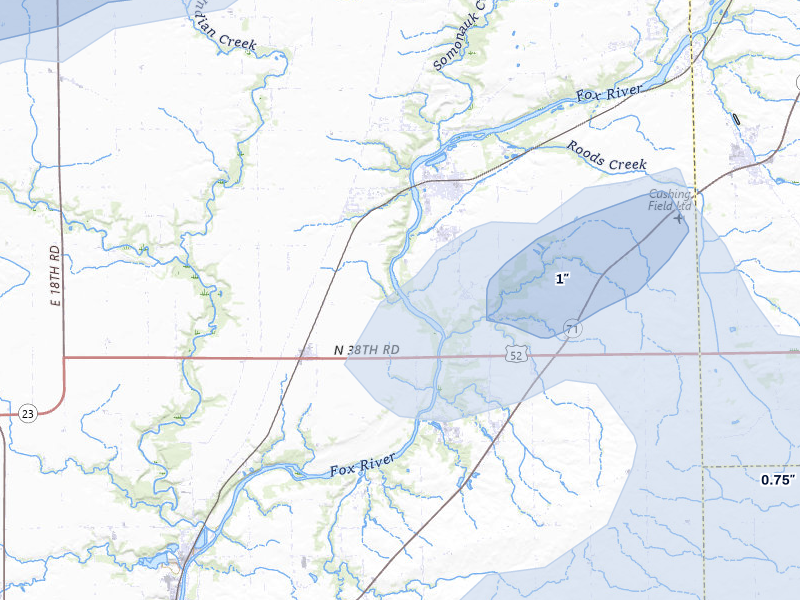 NEXRAD radar-signature map of the hail storm over Serena, IL on Apr 2, 2026