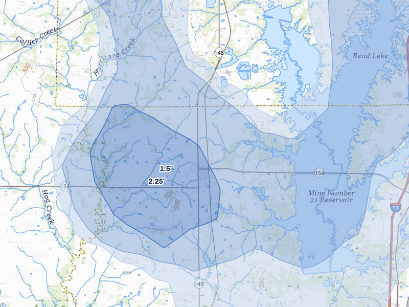 NEXRAD radar-signature map of the hail storm over Sesser, IL on Jul 8, 2026