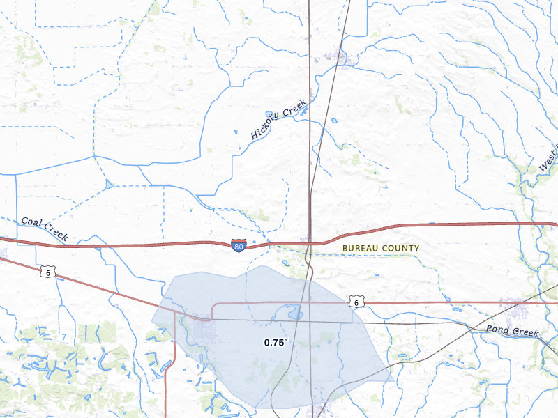 NEXRAD radar-signature map of the hail storm over Sheffield, IL on Jun 5, 2026