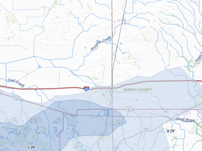 NEXRAD radar-signature map of the hail over Sheffield, IL