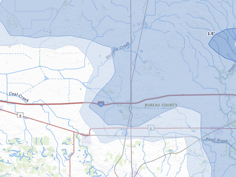 NEXRAD radar-signature map of the hail storm over Sheffield, IL on Jul 3, 2026