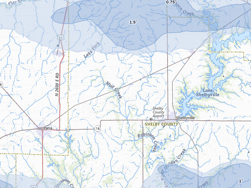 NEXRAD radar-signature map of the hail storm over Shelbyville, IL on May 4, 2026