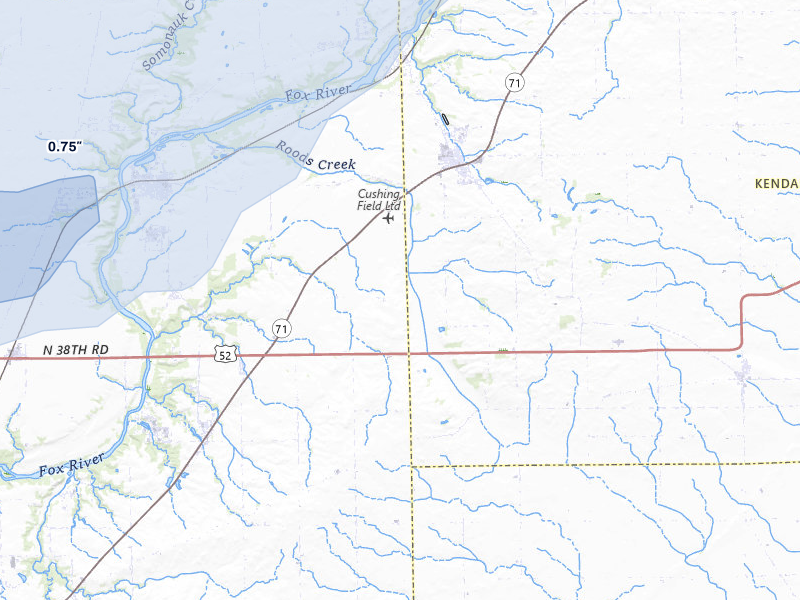 NEXRAD radar-signature map of the hail over Sheridan, IL