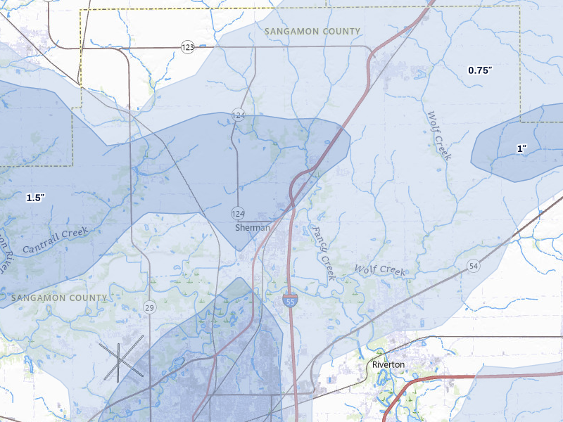 NEXRAD radar-signature map of the hail storm over Sherman, IL on Apr 27, 2026