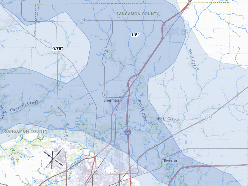 NEXRAD radar-signature map of the hail storm over Sherman, IL on May 4, 2026
