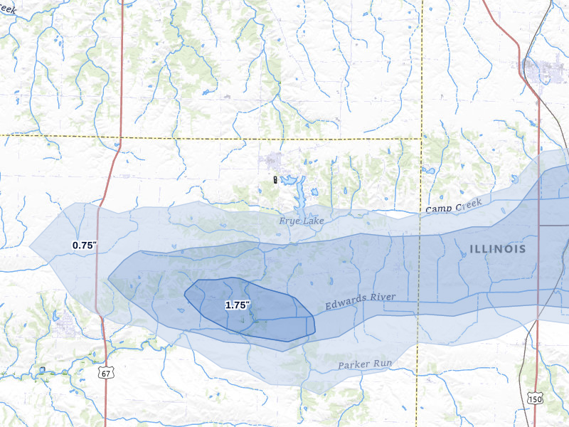NEXRAD radar-signature map of the hail storm over Sherrard, IL on May 4, 2026