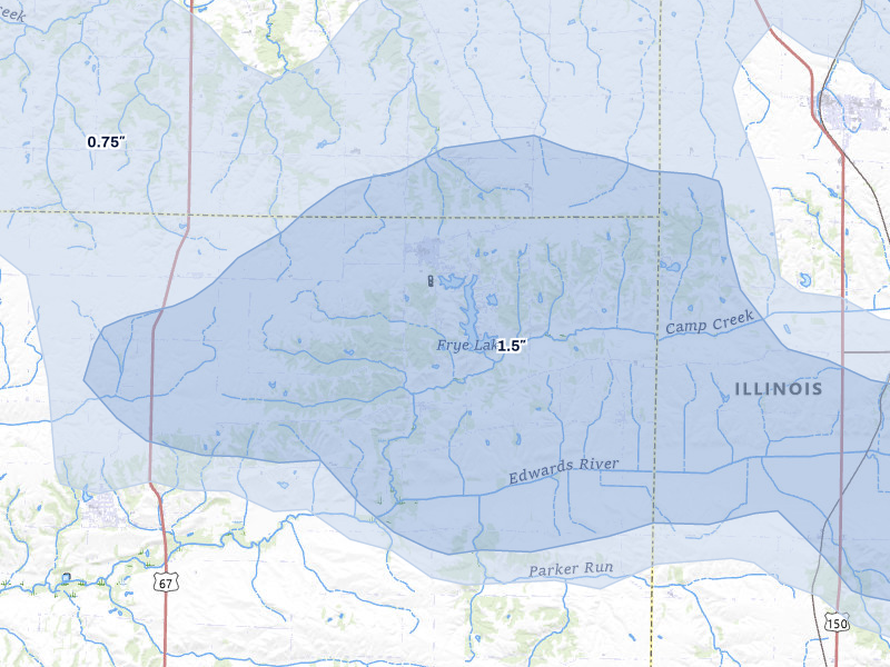 NEXRAD radar-signature map of the hail storm over Sherrard, IL on Jun 5, 2026
