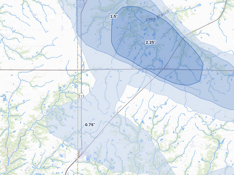 NEXRAD radar-signature map of the hail storm over Shipman, IL on May 3, 2026