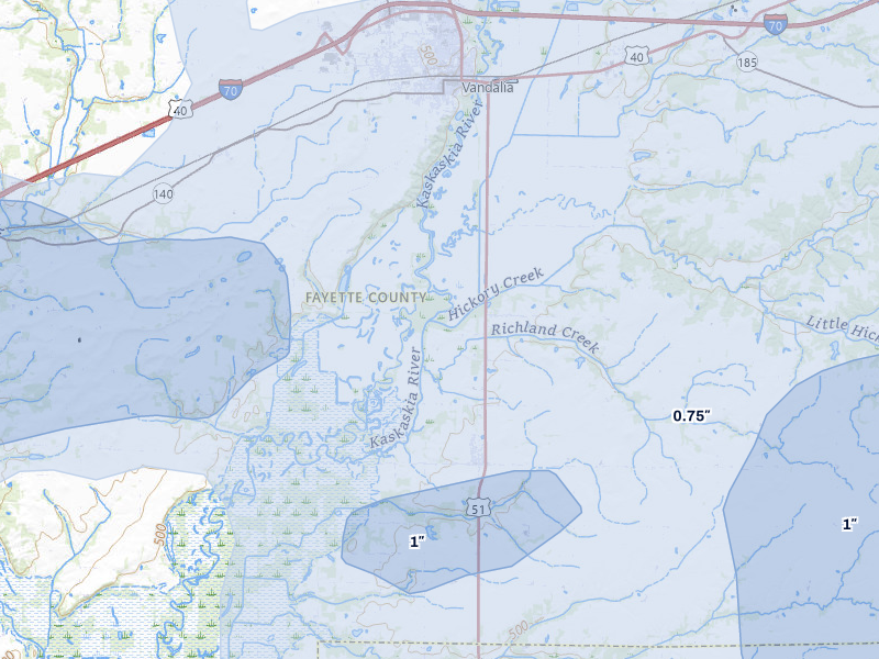 NEXRAD radar-signature map of the hail over Shobonier, IL