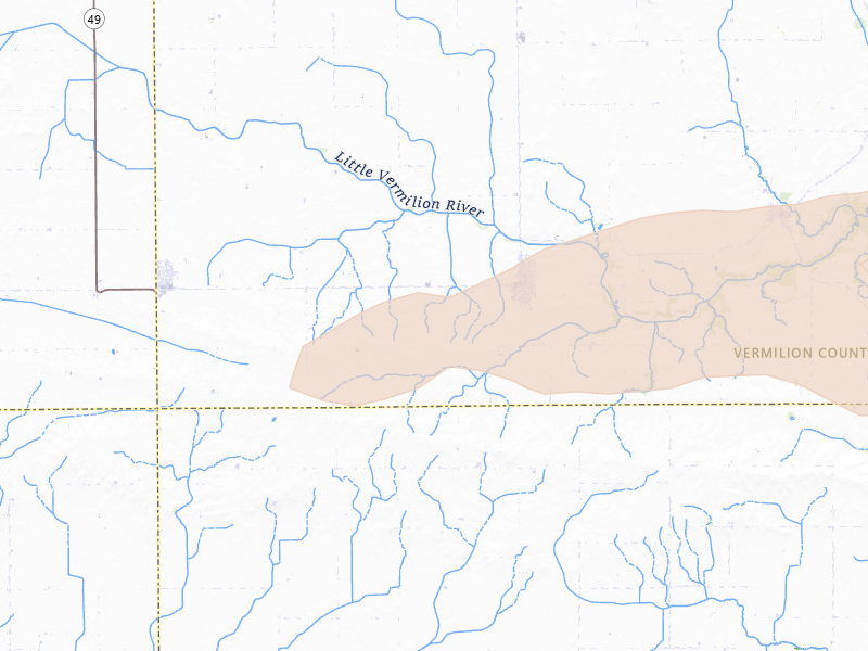 Radar-estimated hail-size map of the storm over Sidell, IL on Mar 22, 2026