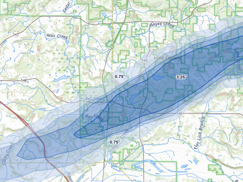 NEXRAD radar-signature map of the hail storm over Simpson, IL on Mar 4, 2026