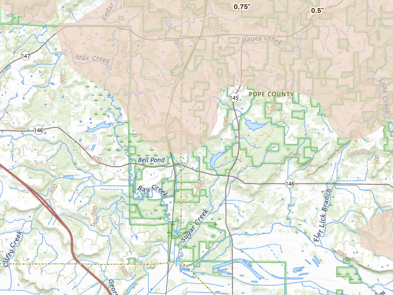 Radar-estimated hail-size map of the storm over Simpson, IL on Apr 27, 2026
