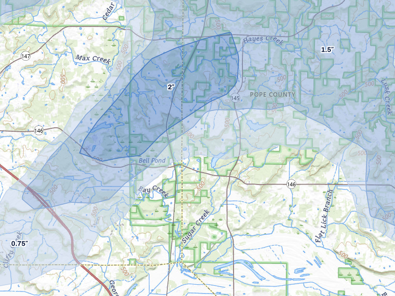 NEXRAD radar-signature map of the hail over Simpson, IL