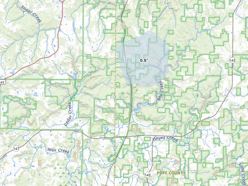 NEXRAD radar-signature map of the hail storm over Simpson, IL on Jul 31, 2026