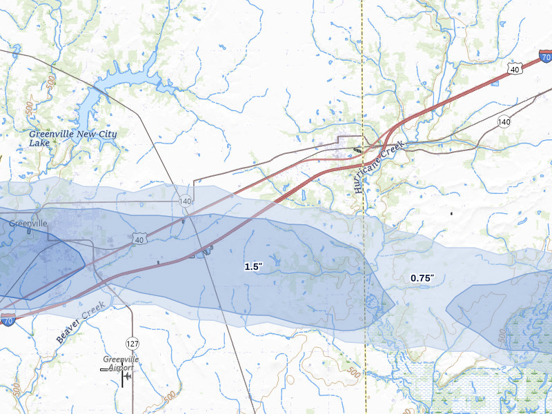 NEXRAD radar-signature map of the hail storm over Smithboro, IL on May 4, 2026