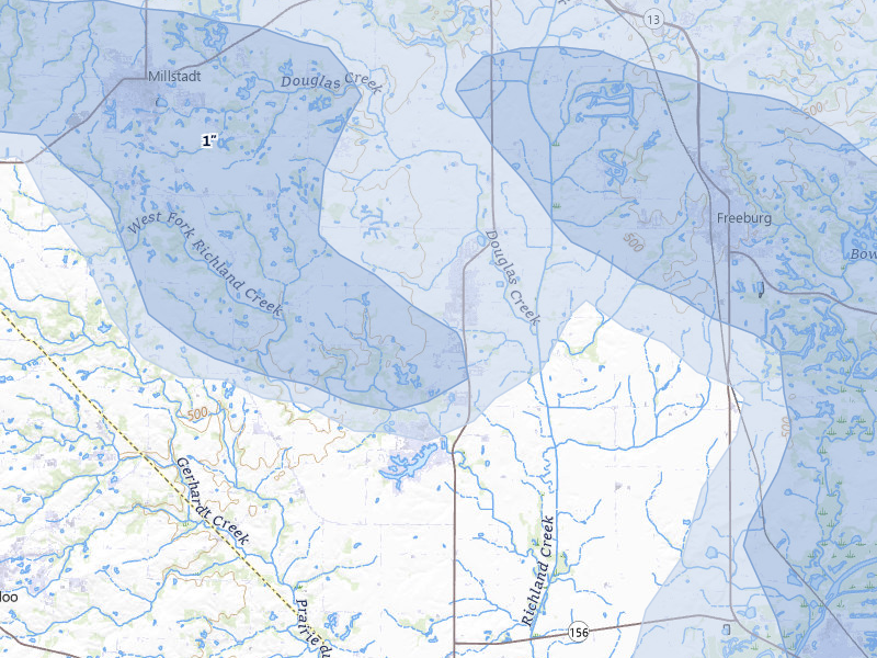 NEXRAD radar-signature map of the hail storm over Smithton, IL on May 31, 2026