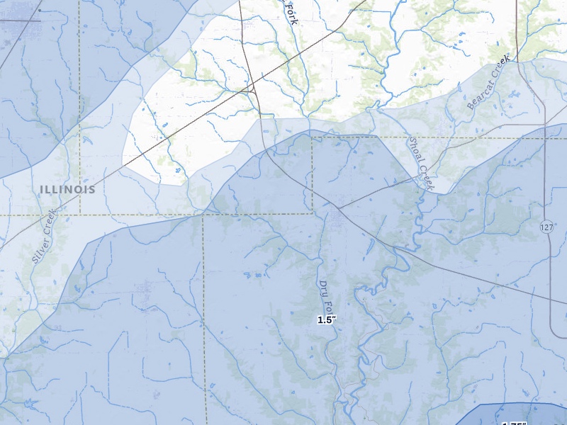 NEXRAD radar-signature map of the hail storm over Sorento, IL on Apr 27, 2026
