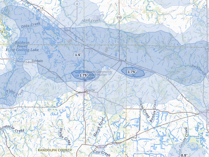 NEXRAD radar-signature map of the hail over Sparta, IL