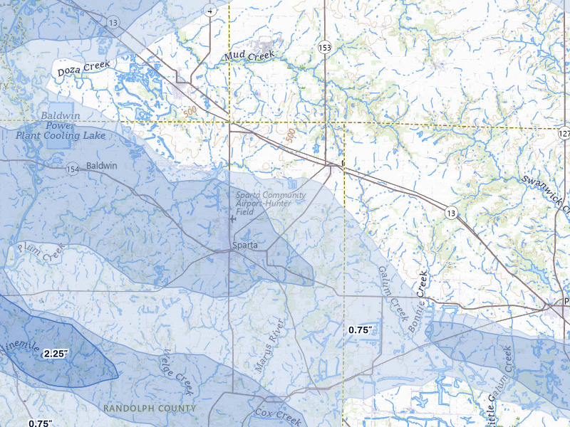 NEXRAD radar-signature map of the hail storm over Sparta, IL on Jul 10, 2026