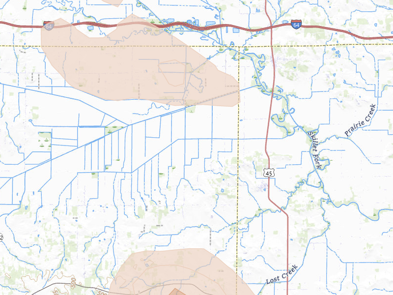 Radar-estimated hail-size map of the storm over Springerton, IL on Aug 12, 2026