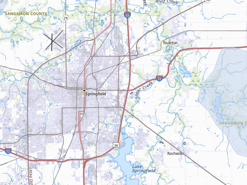 NEXRAD radar-signature map of the hail storm over Springfield, IL on Mar 3, 2026