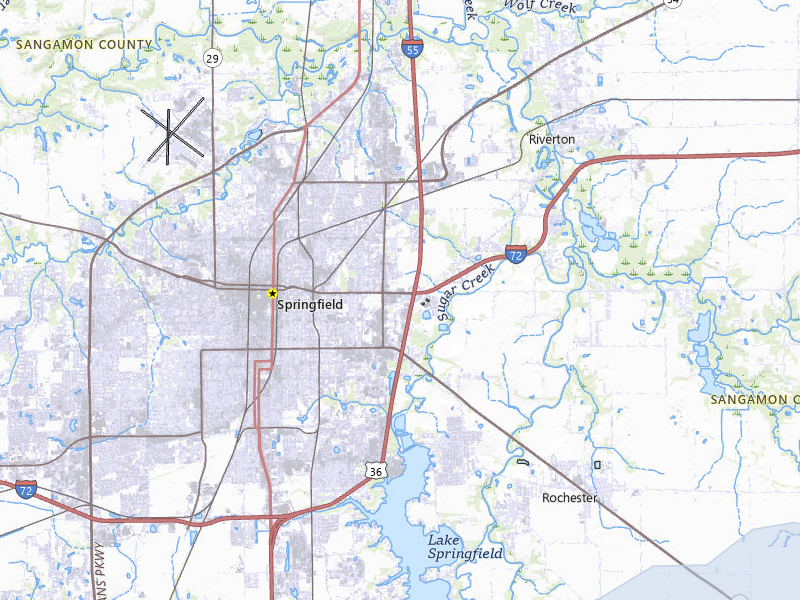 NEXRAD radar-signature map of the hail over Springfield, IL