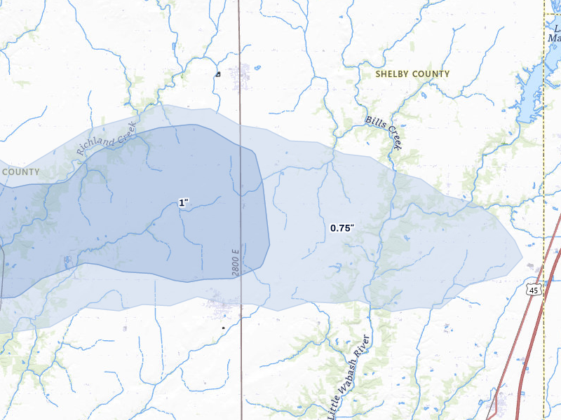 NEXRAD radar-signature map of the hail storm over Stewardson, IL on May 4, 2026