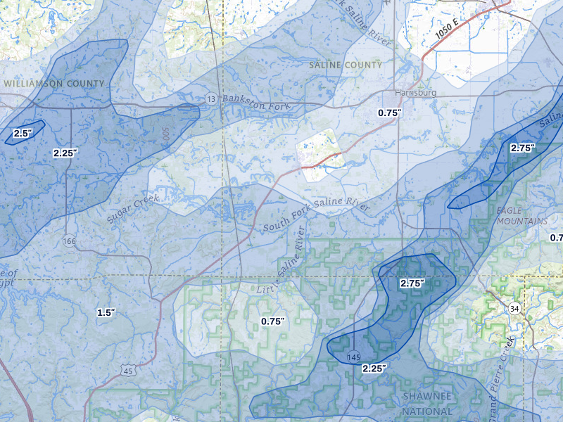 NEXRAD radar-signature map of the hail over Stonefort, IL