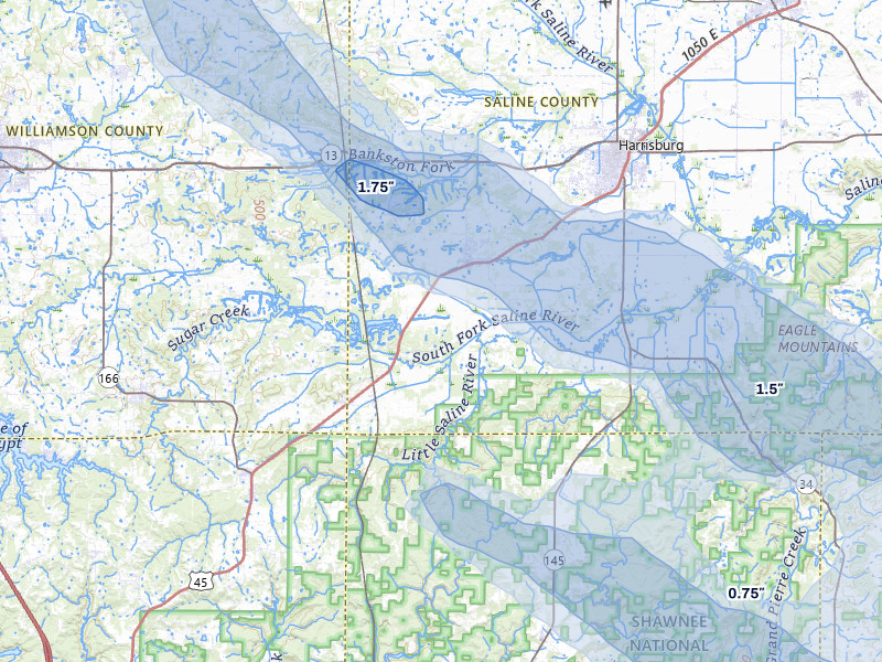 NEXRAD radar-signature map of the hail storm over Stonefort, IL on Jul 10, 2026