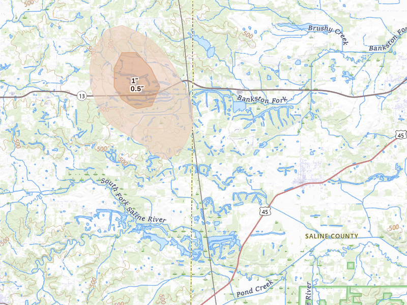 Radar-estimated hail-size map of the storm over Stonefort, IL