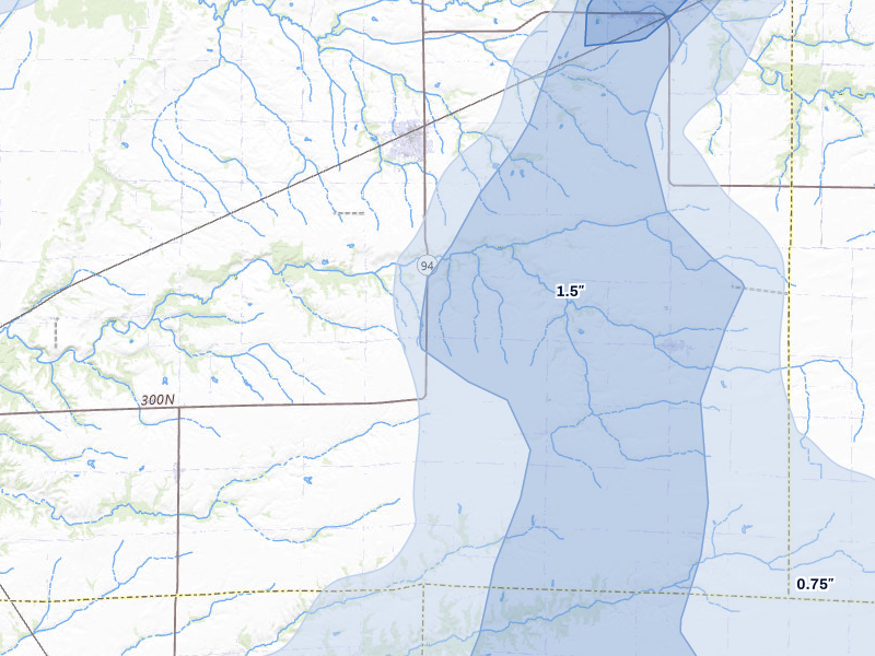 NEXRAD radar-signature map of the hail over Stronghurst, IL