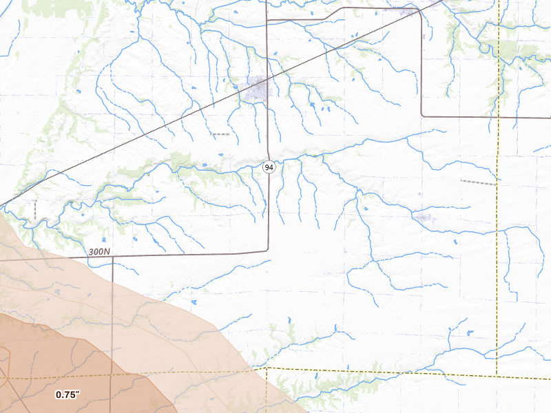 Radar-estimated hail-size map of the storm over Stronghurst, IL on May 4, 2026