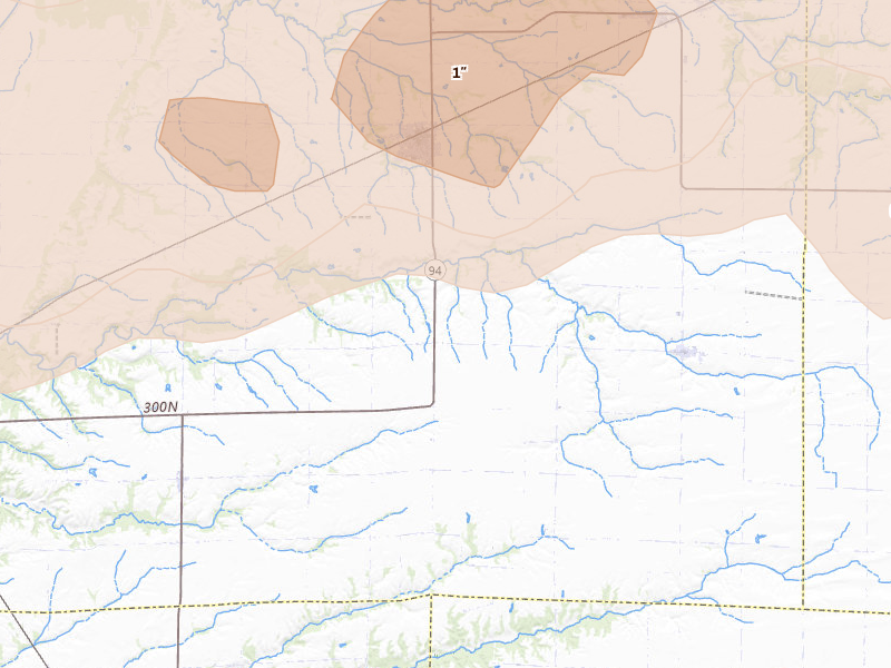 Radar-estimated hail-size map of the storm over Stronghurst, IL on Jun 11, 2026