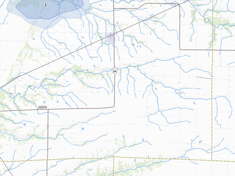 NEXRAD radar-signature map of the hail storm over Stronghurst, IL on Jul 9, 2026