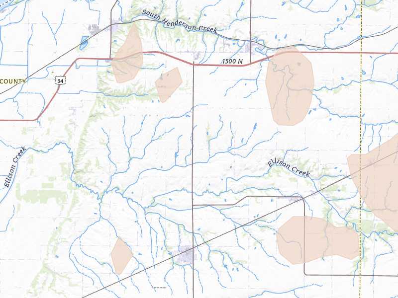 Radar-estimated hail-size map of the storm over Stronghurst, IL on Aug 13, 2026