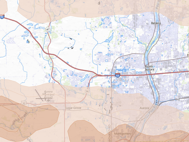 Radar-estimated hail-size map of the storm over Sugar Grove, IL on Mar 30, 2026