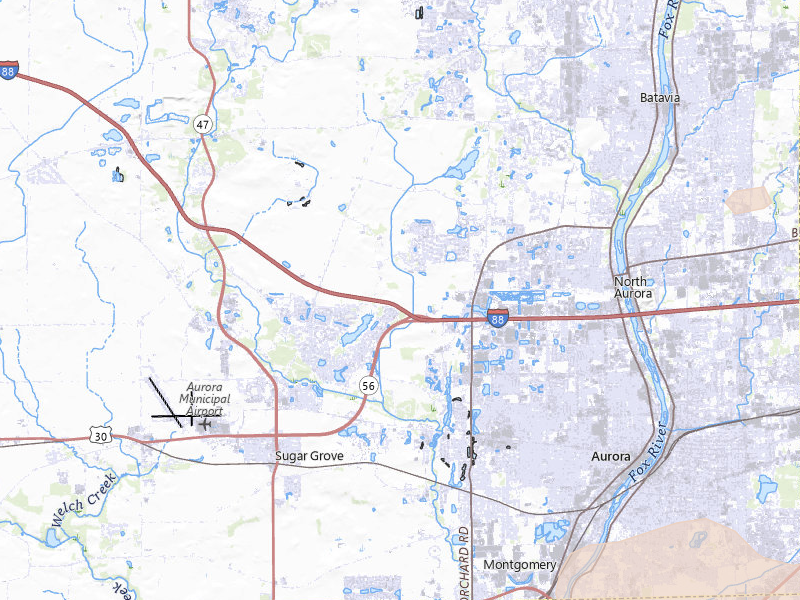 Radar-estimated hail-size map of the storm over Sugar Grove, IL on Jul 3, 2026