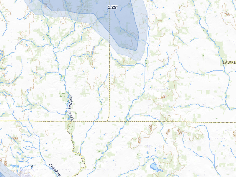 NEXRAD radar-signature map of the hail storm over Sumner, IL on Jul 9, 2026