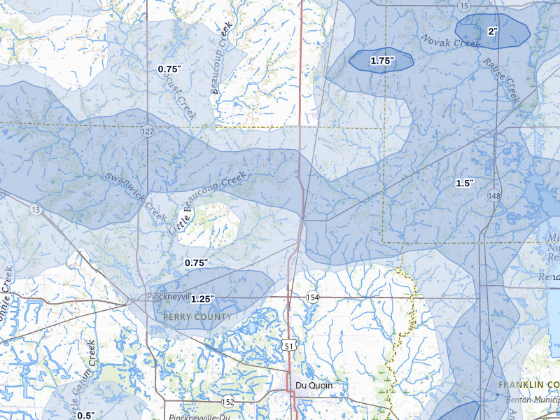 NEXRAD radar-signature map of the hail over Tamaroa, IL