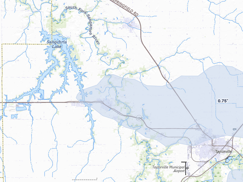 NEXRAD radar-signature map of the hail storm over Taylorville, IL on May 4, 2026