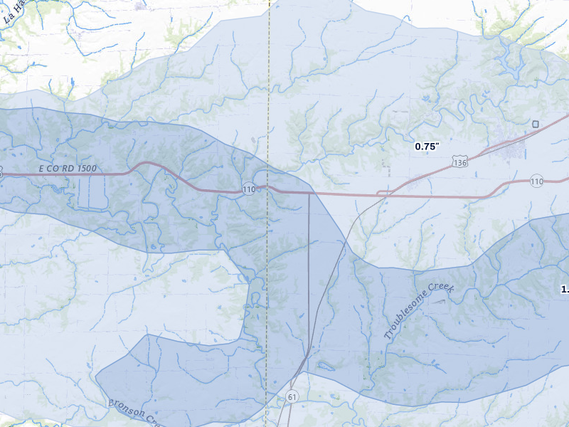 NEXRAD radar-signature map of the hail storm over Tennessee, IL on May 4, 2026