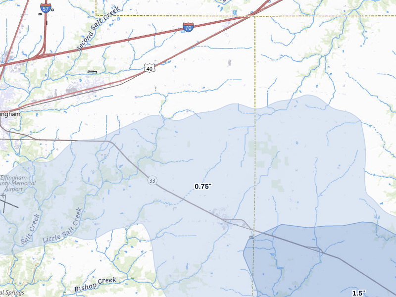 NEXRAD radar-signature map of the hail storm over Teutopolis, IL on Mar 22, 2026