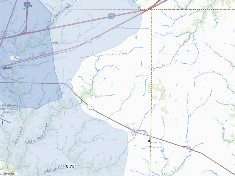 NEXRAD radar-signature map of the hail over Teutopolis, IL