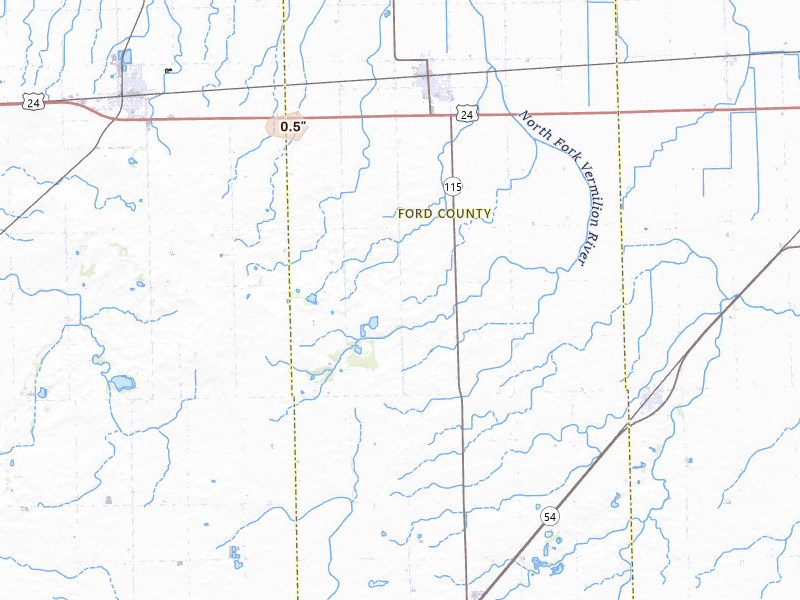 Radar-estimated hail-size map of the storm over Thawville, IL on Mar 6, 2026