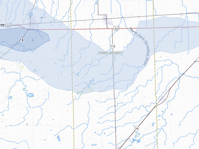 NEXRAD radar-signature map of the hail storm over Thawville, IL on May 4, 2026